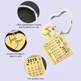 Personalized Calendar Date Key Chain Heart Love You Tag Couple Gift