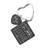Personalized Calendar Date Key Chain Heart Love You Tag Couple Gift