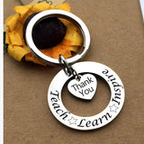 Teacher Appreciation Keychain: Teach Learn Inspire Engraved Keyring