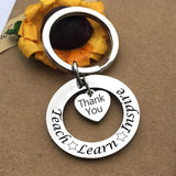 Teacher Appreciation Keychain: Teach Learn Inspire Engraved Keyring
