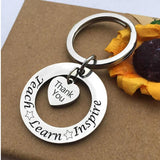 Teacher Appreciation Keychain: Teach Learn Inspire Engraved Keyring