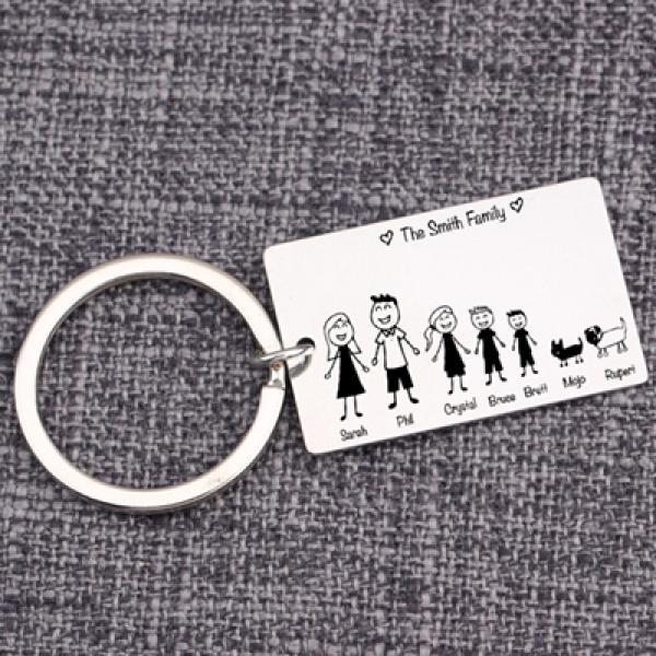 Personalized Family Love Keychain Name for Parents Children