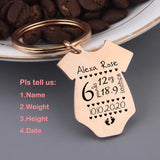 Personalized Baby Stats Keychain - Birth Details Keepsake