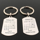 Personalized Calendar Keychain, Initial Name&Date Keyring