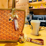 Cute Oiled Pearl Milk Tea Cup Bear Keychain For Women