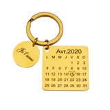 Personalized Name Calendar Keychains For Men Stainless Steel Engraved Key Chain
