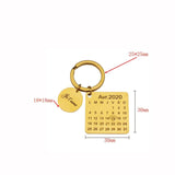Personalized Name Calendar Keychains For Men Stainless Steel Engraved Key Chain