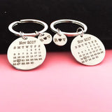 Calendar Keychain, Personalized Keyring for Couples