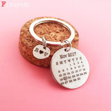 Calendar Keychain, Personalized Keyring for Couples