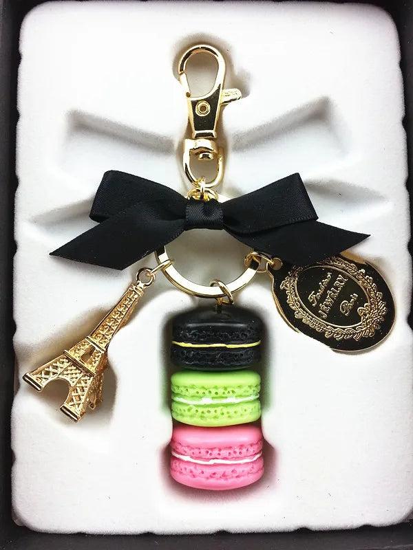 Eiffel Tower Macaron Cake Keychain Charm Car Keychain