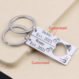 Personalized Dad Mom Keychains, Couple Gift for Parents