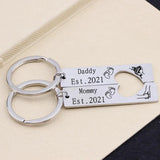 Personalized Dad Mom Keychains, Couple Gift for Parents