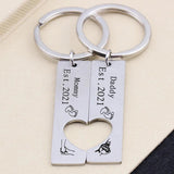 Personalized Dad Mom Keychains, Couple Gift for Parents