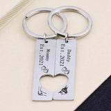 Personalized Dad Mom Keychains, Couple Gift for Parents