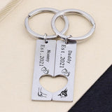 Personalized Dad Mom Keychains, Couple Gift for Parents