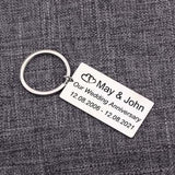 Personalized Name Date Keychain Wedding Anniversary Gift
