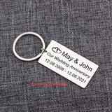 Personalized Name Date Keychain Wedding Anniversary Gift