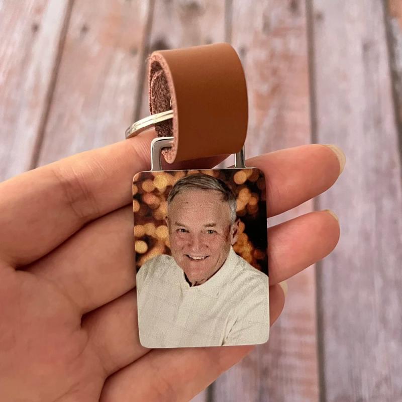 Personalized Dad Photo Keychain, Engraved To My Dad Key Tag