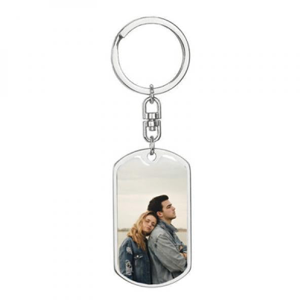 Personalized Couple Keychain Photo Dog Tag Jewelry Car Key Tag Gift
