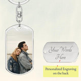 Personalized Couple Keychain Photo Dog Tag Jewelry Car Key Tag Gift