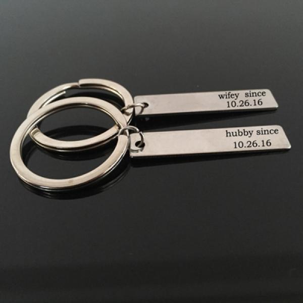 Engraved Marriage Date Keychain for Couples - Valentine Keyring