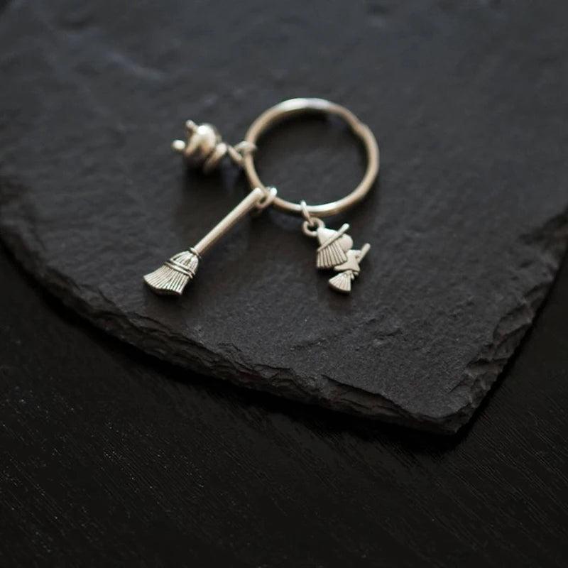 Witch Incense Burner Broom Pendant Keychain