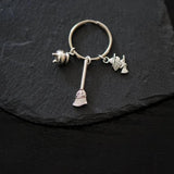 Witch Incense Burner Broom Pendant Keychain