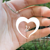Custom Acrylic Initial Keychain Engraving Heat Pattern Charm Key Ring