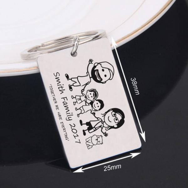 Family Member Keychain Engraved Together We Have Everything Key Holder Keyring