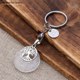 Tree of Life Healing Crystal Stone Keychain Engraved Keyring for Mothers