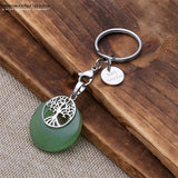 Tree of Life Healing Crystal Stone Keychain Engraved Keyring for Mothers