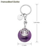 Tree of Life Healing Crystal Stone Keychain Engraved Keyring for Mothers