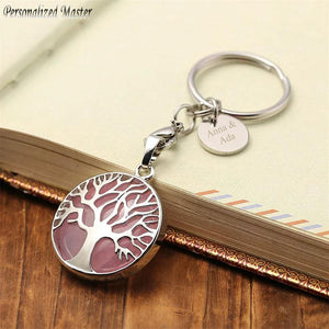 Tree of Life Stone Keychain Round Tag Keyring Gift