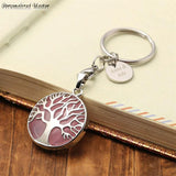 Tree of Life Stone Keychain Round Tag Keyring Gift