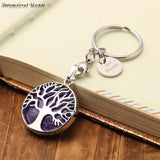 Tree of Life Stone Keychain Round Tag Keyring Gift
