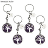 Tree of Life Stone Keychain Round Tag Keyring Gift