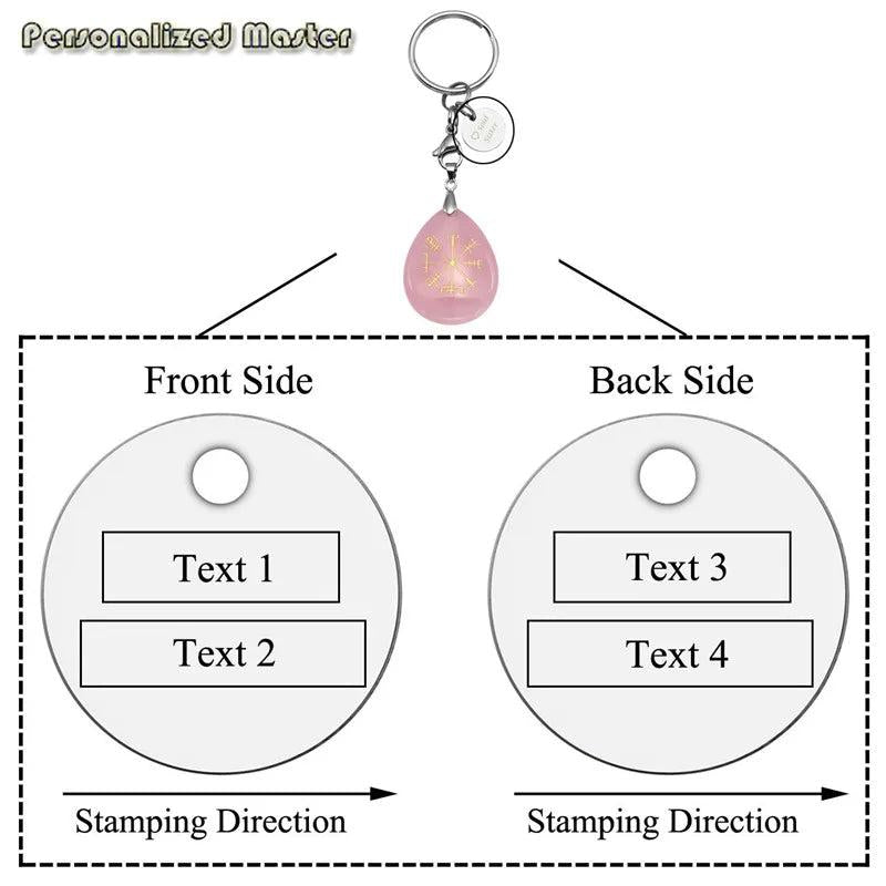 Teardrop Stone Keyring Engraved Symbol Key Chain Mothers Gift