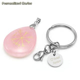 Teardrop Stone Keyring Engraved Symbol Key Chain Mothers Gift