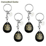Teardrop Stone Keyring Engraved Symbol Key Chain Mothers Gift
