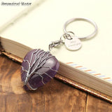 Tree of Life Crystal Healing Heart Keychain with Engraving