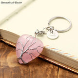 Tree of Life Crystal Healing Heart Keychain with Engraving