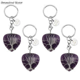 Tree of Life Crystal Healing Heart Keychain with Engraving