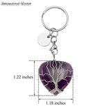 Tree of Life Crystal Healing Heart Keychain with Engraving