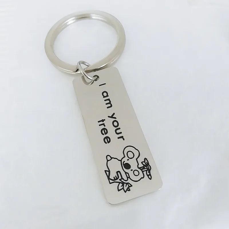 Engraved Name Key Chain Koala Stainless Steel Key Ring