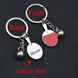 Table Tennis Souvenir Keychain Engraved Text Back