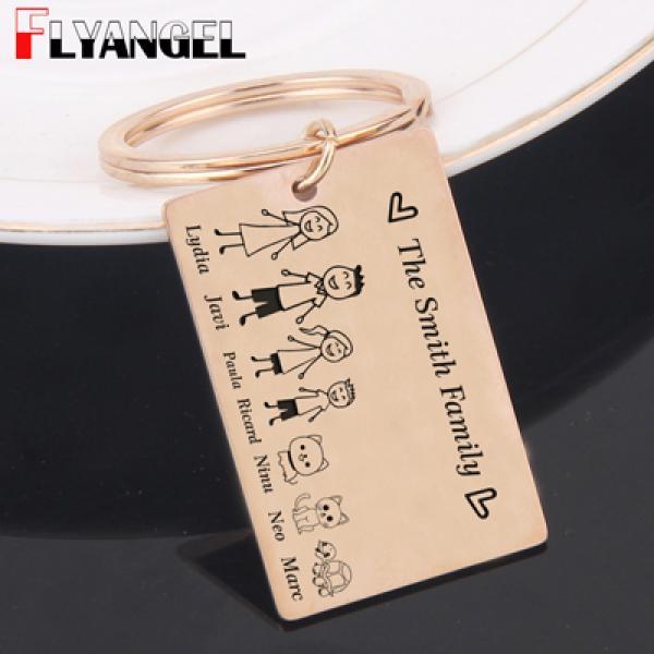 Family Key Chain Family Members Name Pet Lover For Dad Mom Son Daughter Gift Lov