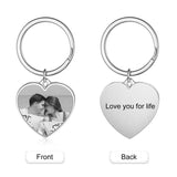 JewelOra Personalized Photo Keychain Charm Heart Jewelry Gift for Couples