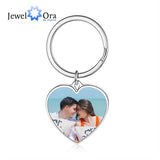JewelOra Personalized Photo Keychain Charm Heart Jewelry Gift for Couples