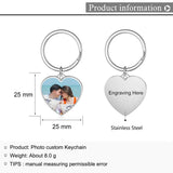 JewelOra Personalized Photo Keychain Charm Heart Jewelry Gift for Couples
