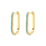 925 Silver Zircon Pave Square Hoop Earrings Women Wedding Engagement